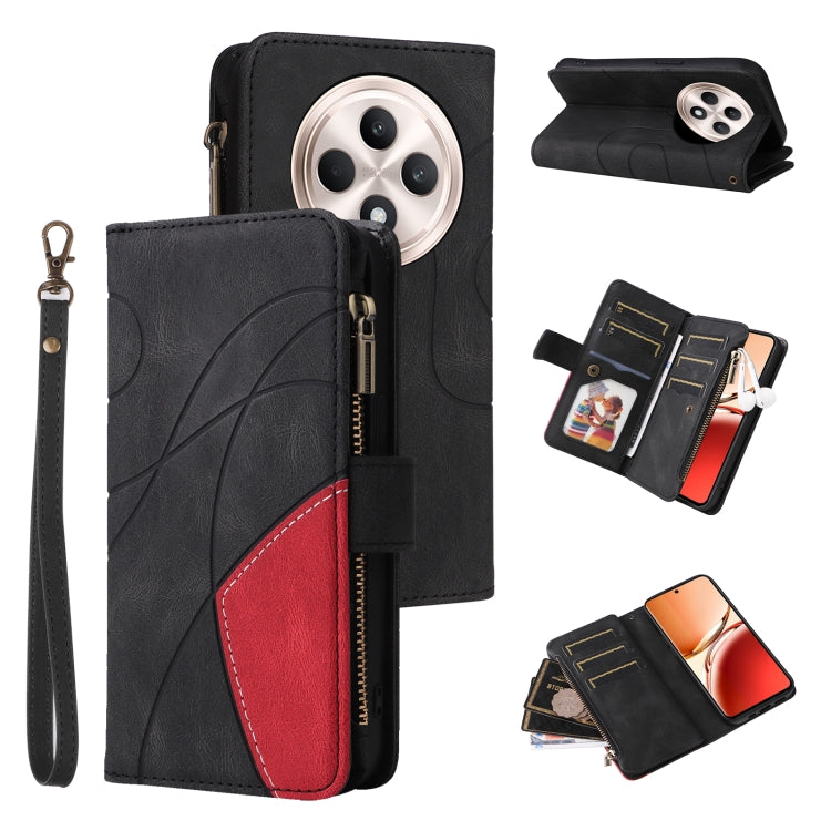 Dual-color 9 Card Slots Zipper Wallet Leather Phone Case, For OPPO Find X9 Ultra 5G, For OPPO Reno12 F 5G Global, For OPPO A3 Pro 5G / A3 Pro India, For OPPO Reno12 Pro Global