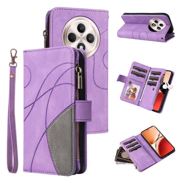 Dual-color 9 Card Slots Zipper Wallet Leather Phone Case, For OPPO Find X9 Ultra 5G, For OPPO Reno12 F 5G Global, For OPPO A3 Pro 5G / A3 Pro India, For OPPO Reno12 Pro Global