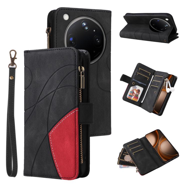 Dual-color 9 Card Slots Zipper Wallet Leather Phone Case, For OPPO Find X9 Ultra 5G, For OPPO Reno12 F 5G Global, For OPPO A3 Pro 5G / A3 Pro India, For OPPO Reno12 Pro Global