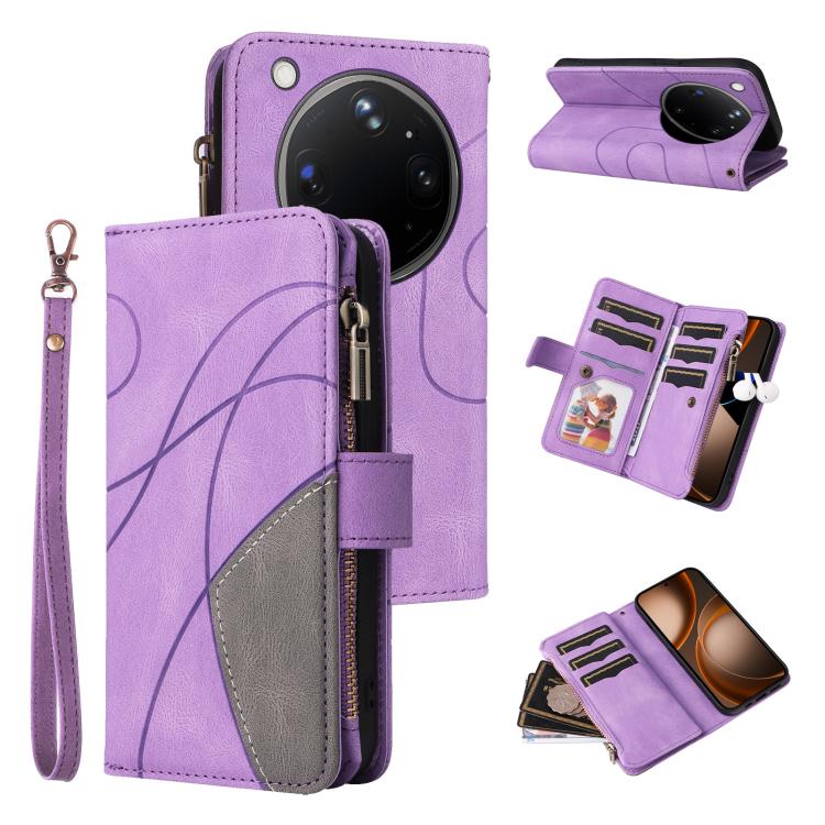 Dual-color 9 Card Slots Zipper Wallet Leather Phone Case, For OPPO Find X9 Ultra 5G, For OPPO Reno12 F 5G Global, For OPPO A3 Pro 5G / A3 Pro India, For OPPO Reno12 Pro Global