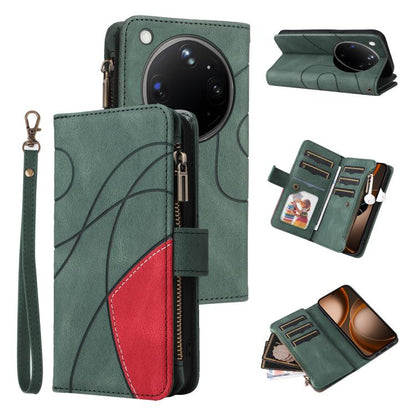 Dual-color 9 Card Slots Zipper Wallet Leather Phone Case, For OPPO Find X9 Ultra 5G, For OPPO Reno12 F 5G Global, For OPPO A3 Pro 5G / A3 Pro India, For OPPO Reno12 Pro Global