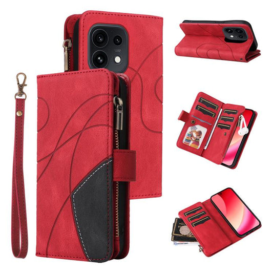 Dual-color 9 Card Slots Zipper Wallet Leather Phone Case, For OPPO Reno16 FS 5G, For OPPO Find X9 Ultra 5G, For OPPO Reno12 F 5G Global, For OPPO A3 Pro 5G / A3 Pro India
