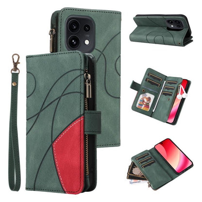 Dual-color 9 Card Slots Zipper Wallet Leather Phone Case, For OPPO Reno16 FS 5G, For OPPO Find X9 Ultra 5G, For OPPO Reno12 F 5G Global, For OPPO A3 Pro 5G / A3 Pro India