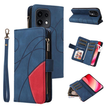 Dual-color 9 Card Slots Zipper Wallet Leather Phone Case, For OPPO Reno16 FS 5G, For OPPO Find X9 Ultra 5G, For OPPO Reno12 F 5G Global, For OPPO A3 Pro 5G / A3 Pro India
