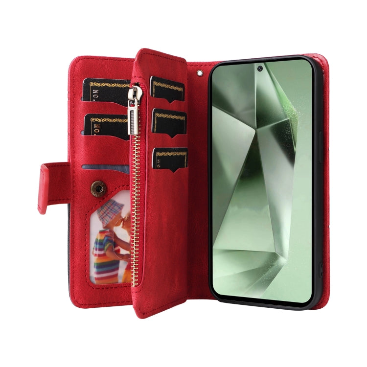 Dual-color 9 Card Slots Zipper Wallet Leather Phone Case