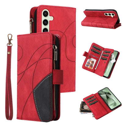Dual-color 9 Card Slots Zipper Wallet Leather Phone Case, For Galaxy S25 / S24 5G, For Galaxy S25+ / S24+ 5G, For Galaxy S25 Ultra 5G, For Galaxy S24 FE 5G