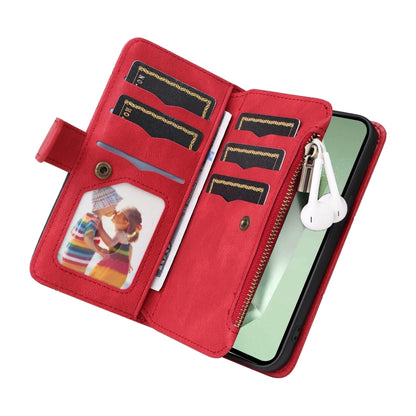 Dual-color 9 Card Slots Zipper Wallet Leather Phone Case