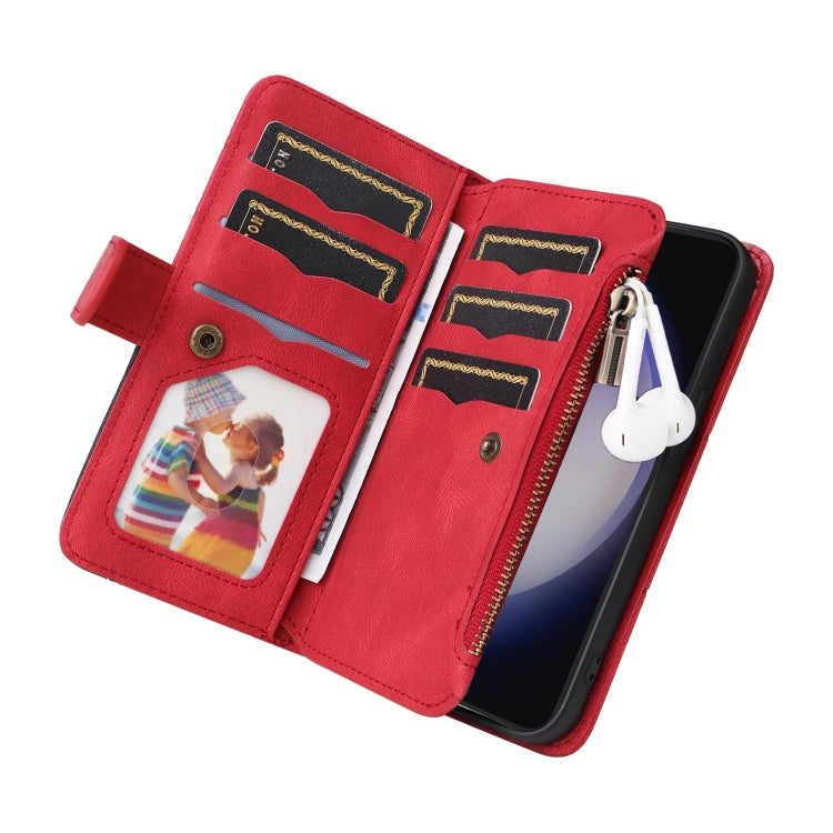 Dual-color 9 Card Slots Zipper Wallet Leather Phone Case, For Galaxy S25 / S24 5G, For Galaxy S25+ / S24+ 5G, For Galaxy S25 Ultra 5G, For Galaxy S24 FE 5G