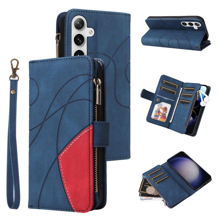 Dual-color 9 Card Slots Zipper Wallet Leather Phone Case, For Galaxy S25 / S24 5G, For Galaxy S25+ / S24+ 5G, For Galaxy S25 Ultra 5G, For Galaxy S24 FE 5G