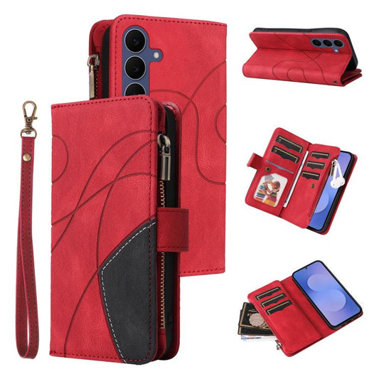 Dual-color 9 Card Slots Zipper Wallet Leather Phone Case, For Galaxy S26 FE 5G, For Galaxy S26 Edge 5G, For Galaxy S26 Ultra 5G, For Galaxy S26 5G