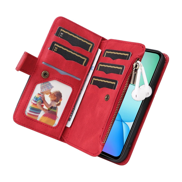 Dual-color 9 Card Slots Zipper Wallet Leather Phone Case