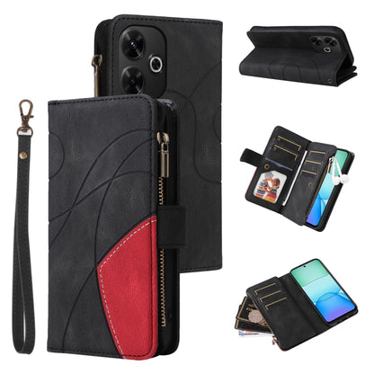 Dual-color 9 Card Slots Zipper Wallet Leather Phone Case