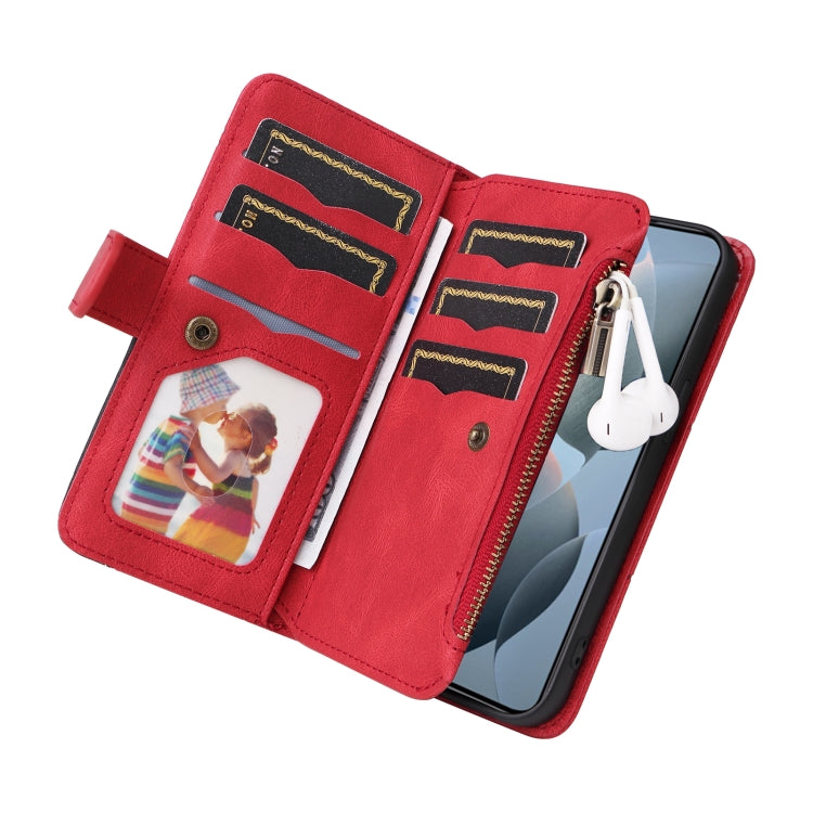 Dual-color 9 Card Slots Zipper Wallet Leather Phone Case, For Redmi K70