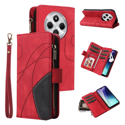 Dual-color 9 Card Slots Zipper Wallet Leather Phone Case