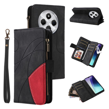 Dual-color 9 Card Slots Zipper Wallet Leather Phone Case