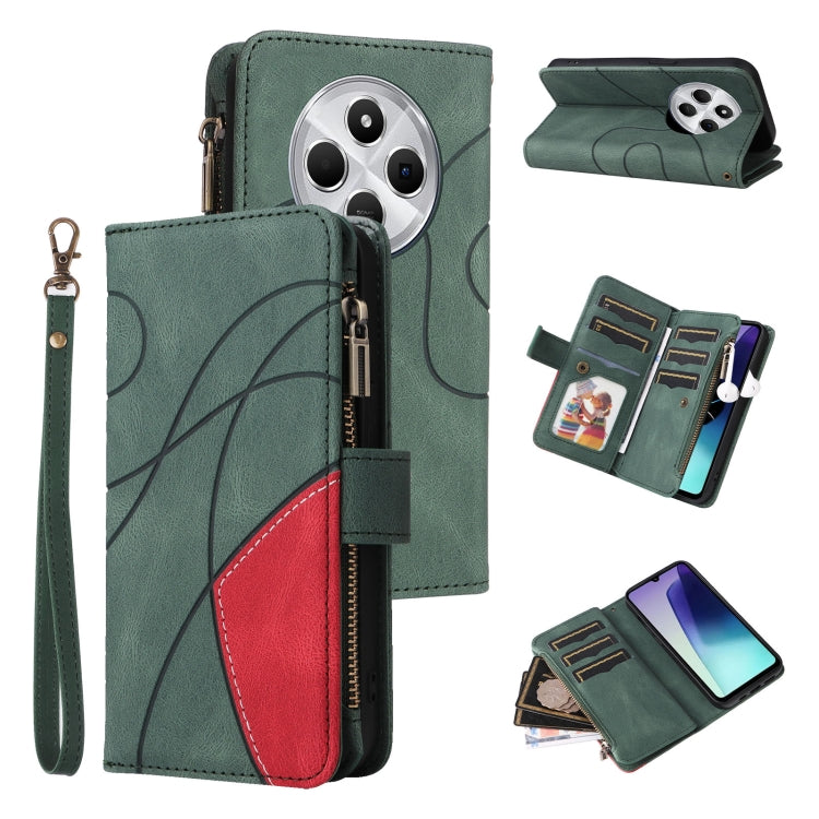 Dual-color 9 Card Slots Zipper Wallet Leather Phone Case, For Redmi Note 14 5G, For Redmi Note 14 Pro / 14 Pro+ 5G, For Redmi 14C 4G Global, For Redmi 13 4G Global