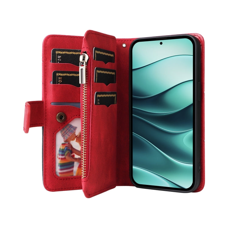 Dual-color 9 Card Slots Zipper Wallet Leather Phone Case, For Redmi Note 14 5G, For Redmi Note 14 Pro / 14 Pro+ 5G, For Redmi 14C 4G Global, For Redmi 13 4G Global