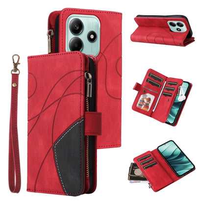 Dual-color 9 Card Slots Zipper Wallet Leather Phone Case, For Redmi Note 14 5G, For Redmi Note 14 Pro / 14 Pro+ 5G, For Redmi 14C 4G Global, For Redmi 13 4G Global
