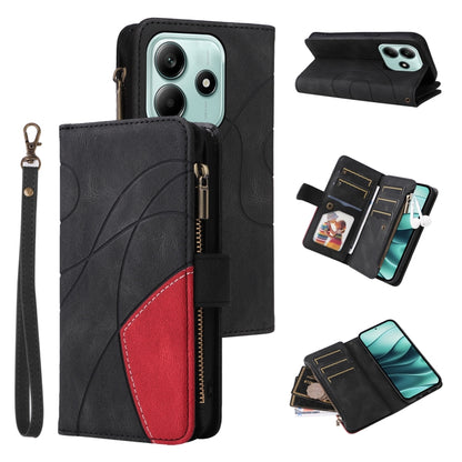 Dual-color 9 Card Slots Zipper Wallet Leather Phone Case, For Redmi Note 14 5G, For Redmi Note 14 Pro / 14 Pro+ 5G, For Redmi 14C 4G Global, For Redmi 13 4G Global