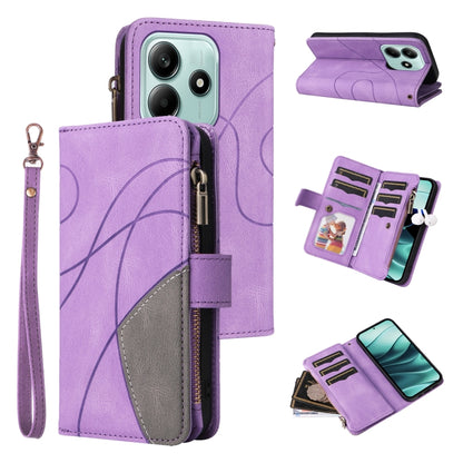 Dual-color 9 Card Slots Zipper Wallet Leather Phone Case