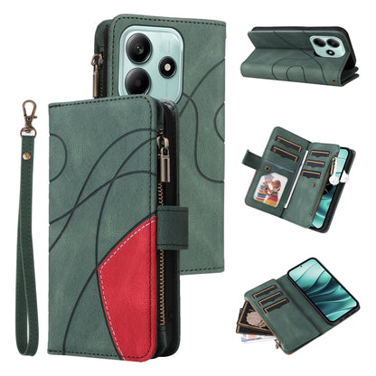 Dual-color 9 Card Slots Zipper Wallet Leather Phone Case