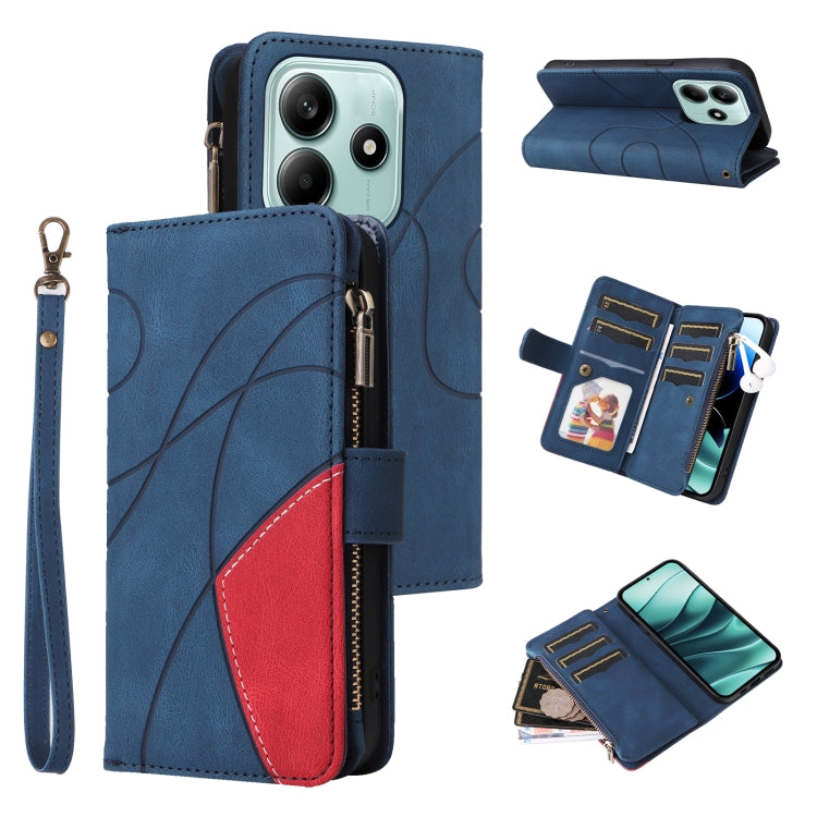Dual-color 9 Card Slots Zipper Wallet Leather Phone Case, For Redmi Note 14 5G, For Redmi Note 14 Pro / 14 Pro+ 5G, For Redmi 14C 4G Global, For Redmi 13 4G Global