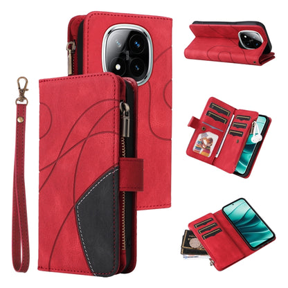 Dual-color 9 Card Slots Zipper Wallet Leather Phone Case