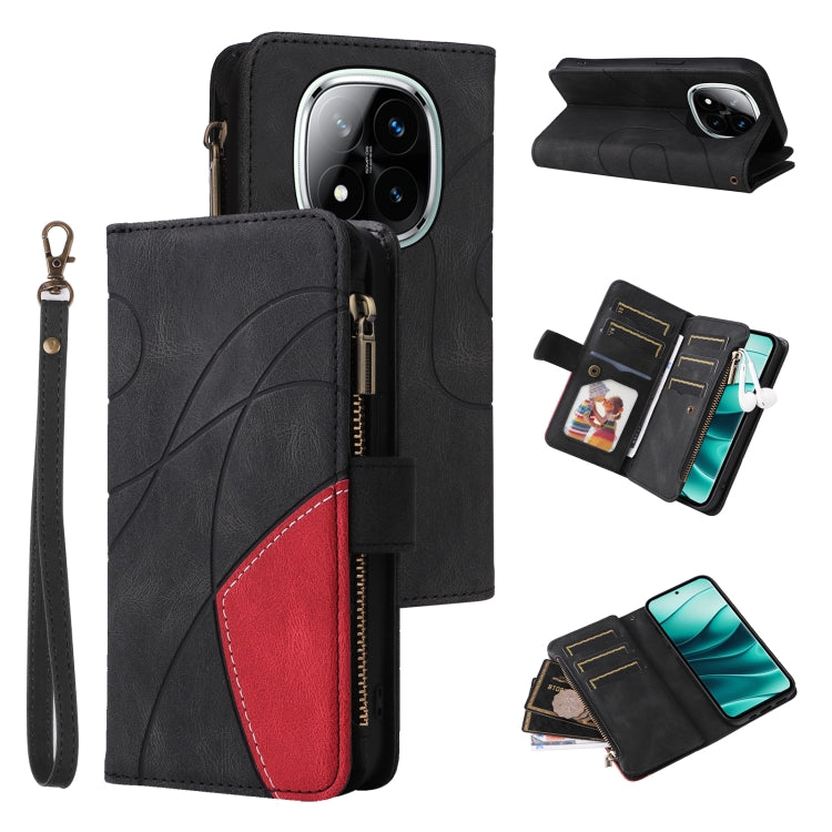 Dual-color 9 Card Slots Zipper Wallet Leather Phone Case, For Redmi Note 14 5G, For Redmi Note 14 Pro / 14 Pro+ 5G, For Redmi 14C 4G Global, For Redmi 13 4G Global