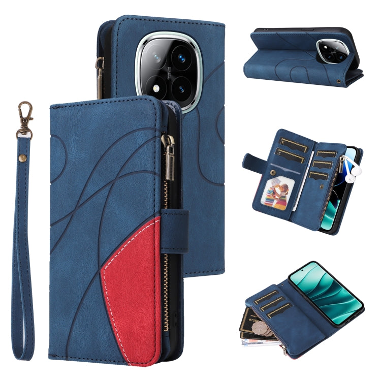 Dual-color 9 Card Slots Zipper Wallet Leather Phone Case, For Redmi Note 14 5G, For Redmi Note 14 Pro / 14 Pro+ 5G, For Redmi 14C 4G Global, For Redmi 13 4G Global
