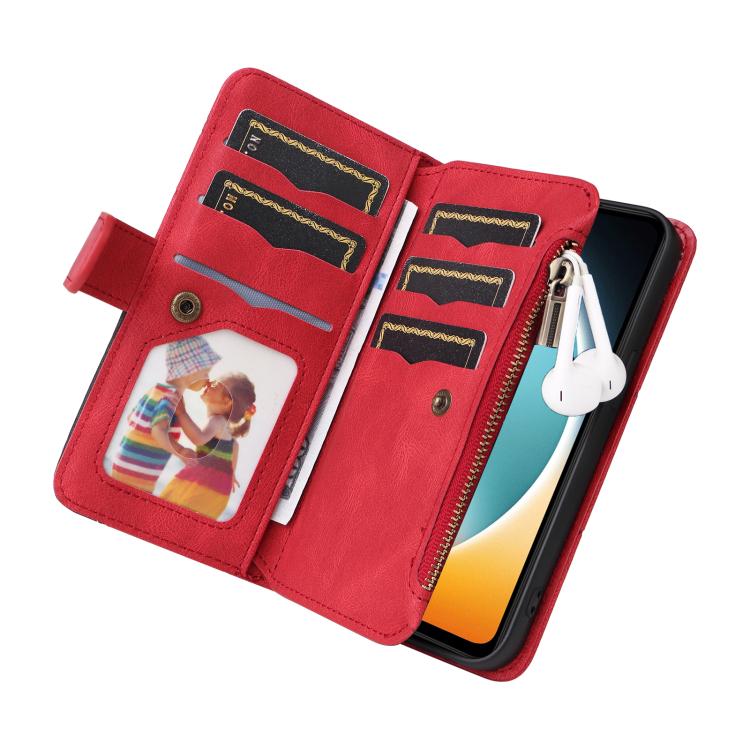 Dual-color 9 Card Slots Zipper Wallet Leather Phone Case