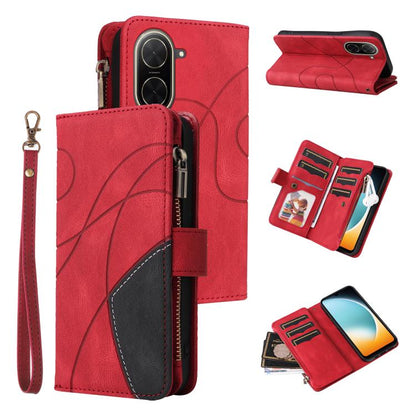 Dual-color 9 Card Slots Zipper Wallet Leather Phone Case, For Redmi Note 17 5G/4G Global 169.7mm, For Redmi Note 17 Pro+ 5G Global 163.4mm, For Redmi 17 5G / 4G Global 170mm, For Redmi  A5 4G 171.7mm / Poco C71