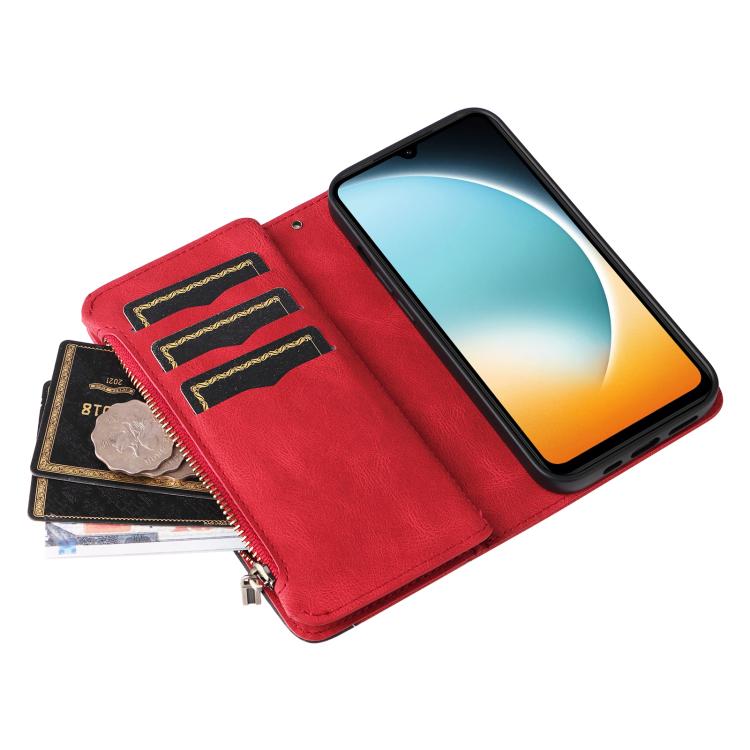 Dual-color 9 Card Slots Zipper Wallet Leather Phone Case