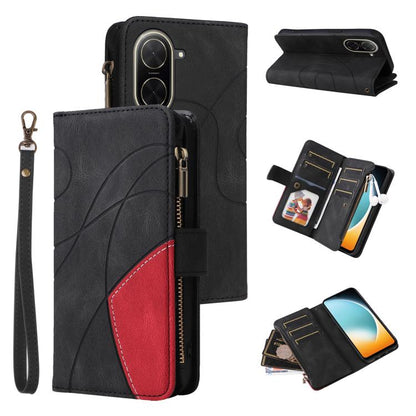 Dual-color 9 Card Slots Zipper Wallet Leather Phone Case, For Redmi Note 17 5G/4G Global 169.7mm, For Redmi Note 17 Pro+ 5G Global 163.4mm, For Redmi 17 5G / 4G Global 170mm, For Redmi  A5 4G 171.7mm / Poco C71