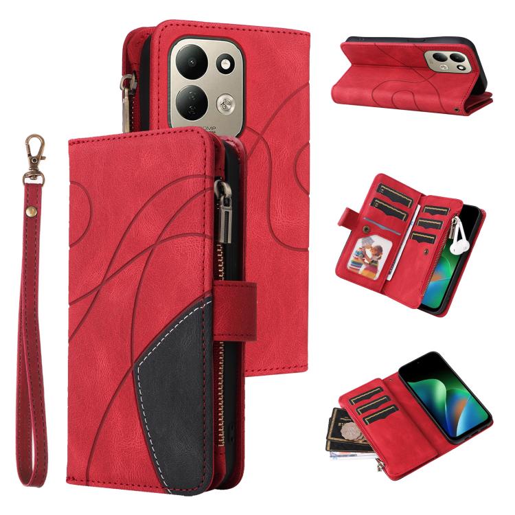 Dual-color 9 Card Slots Zipper Wallet Leather Phone Case, For Redmi Note 17 5G/4G Global 169.7mm, For Redmi Note 17 Pro+ 5G Global 163.4mm, For Redmi 17 5G / 4G Global 170mm, For Redmi  A5 4G 171.7mm / Poco C71