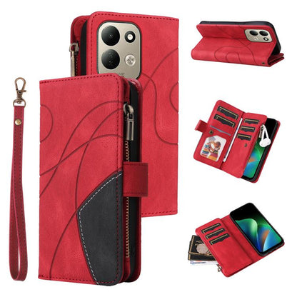 Dual-color 9 Card Slots Zipper Wallet Leather Phone Case, For Redmi Note 17 5G/4G Global 169.7mm, For Redmi Note 17 Pro+ 5G Global 163.4mm, For Redmi 17 5G / 4G Global 170mm, For Redmi  A5 4G 171.7mm / Poco C71