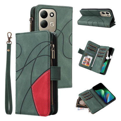 Dual-color 9 Card Slots Zipper Wallet Leather Phone Case, For Redmi Note 17 5G/4G Global 169.7mm, For Redmi Note 17 Pro+ 5G Global 163.4mm, For Redmi 17 5G / 4G Global 170mm, For Redmi  A5 4G 171.7mm / Poco C71