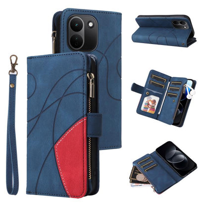 Dual-color 9 Card Slots Zipper Wallet Leather Phone Case, For Redmi Note 17 5G/4G Global 169.7mm, For Redmi Note 17 Pro+ 5G Global 163.4mm, For Redmi 17 5G / 4G Global 170mm, For Redmi  A5 4G 171.7mm / Poco C71