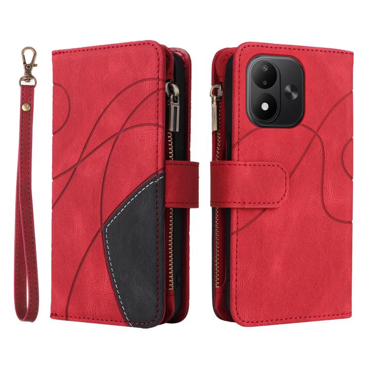 Dual-color 9 Card Slots Zipper Wallet Leather Phone Case, For Redmi Note 17 5G/4G Global 169.7mm, For Redmi Note 17 Pro+ 5G Global 163.4mm, For Redmi 17 5G / 4G Global 170mm, For Redmi  A5 4G 171.7mm / Poco C71