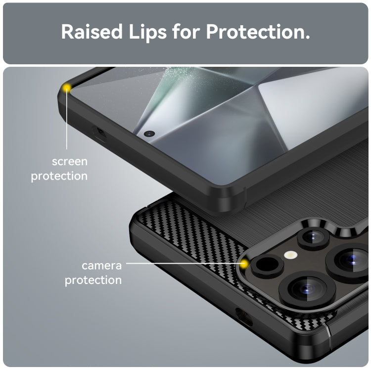 Carbon Fiber Brushed Texture TPU Phone Case, For Samsung Galaxy S25 Ultra 5G, For Samsung Galaxy S24 FE 5G