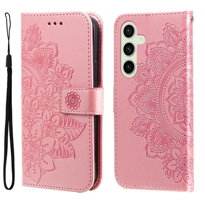Seven-petal Flowers Embossing Leather Phone Case, For Galaxy S25 Ultra 5G, For Galaxy S24 FE 5G