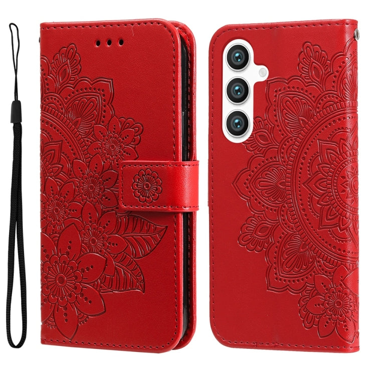 Seven-petal Flowers Embossing Leather Phone Case, For Samsung Galaxy S25 Edge 5G, For Samsung Galaxy S25 5G, For Samsung Galaxy S25+ 5G, For Samsung Galaxy S25 Ultra 5G