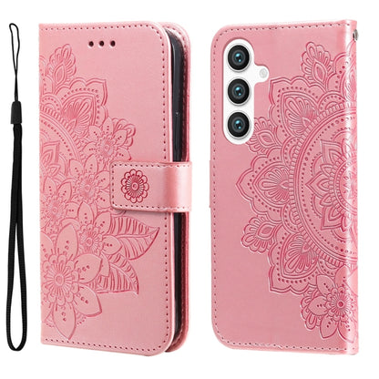 Seven-petal Flowers Embossing Leather Phone Case, For Samsung Galaxy S25 Edge 5G, For Samsung Galaxy S25 5G, For Samsung Galaxy S25+ 5G, For Samsung Galaxy S25 Ultra 5G