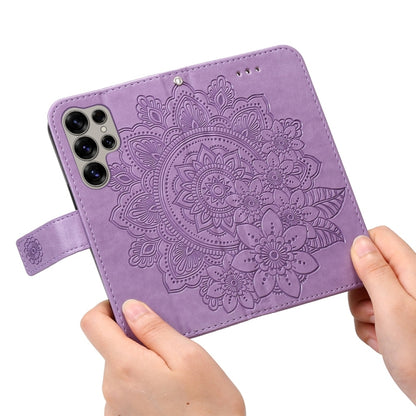 Seven-petal Flowers Embossing Leather Phone Case, For Galaxy S25 Ultra 5G, For Galaxy S24 FE 5G