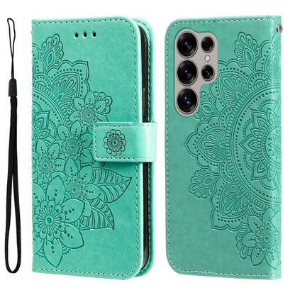 Seven-petal Flowers Embossing Leather Phone Case, For Galaxy S25 Ultra 5G, For Galaxy S24 FE 5G