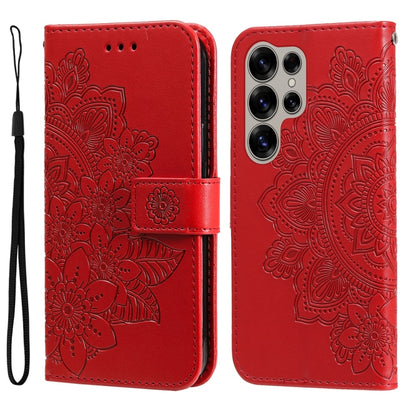 Seven-petal Flowers Embossing Leather Phone Case, For Galaxy S25 Ultra 5G, For Galaxy S24 FE 5G