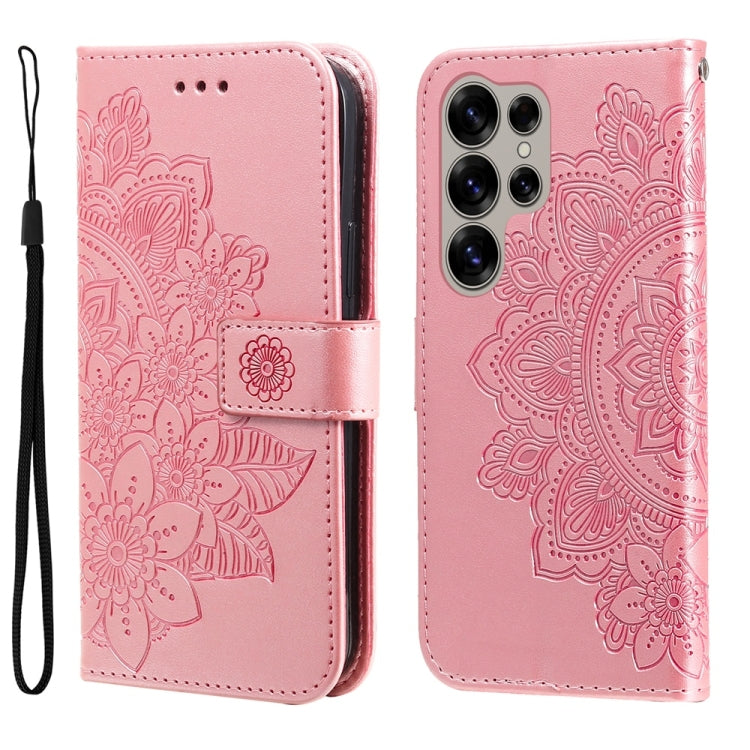 Seven-petal Flowers Embossing Leather Phone Case, For Galaxy S25 Ultra 5G, For Galaxy S24 FE 5G