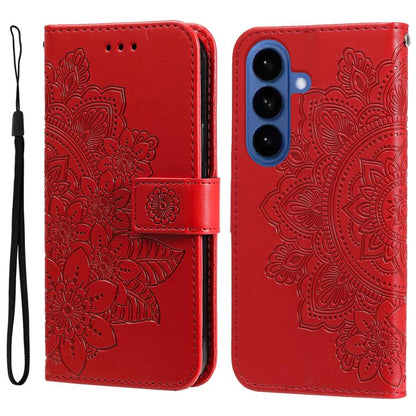 Seven-petal Flowers Embossing Leather Phone Case, For Galaxy S26 5G, For Galaxy S25 Edge 5G, For Galaxy S25 5G, For Galaxy S25+ 5G