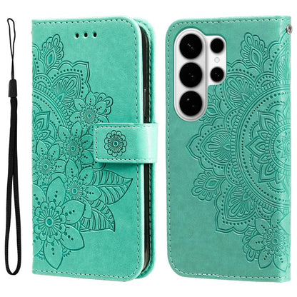Seven-petal Flowers Embossing Leather Phone Case, For Galaxy S26 FE 5G, For Galaxy S26+ 5G, For Galaxy S26 Edge 5G, For Galaxy S26 Ultra 5G
