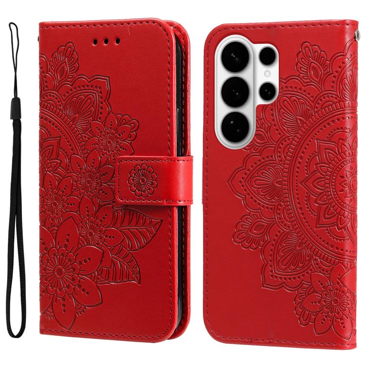 Seven-petal Flowers Embossing Leather Phone Case, For Galaxy S26 FE 5G, For Galaxy S26+ 5G, For Galaxy S26 Edge 5G, For Galaxy S26 Ultra 5G