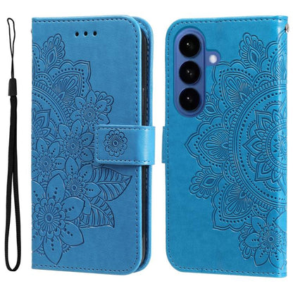 Seven-petal Flowers Embossing Leather Phone Case, For Galaxy S26 FE 5G, For Galaxy S26+ 5G, For Galaxy S26 Edge 5G, For Galaxy S26 Ultra 5G